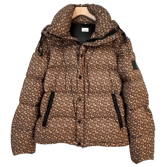 Burberry Monogram Down Puffer Coat Detachable Sleeve Tan Brown XXXL - Picture 1 of 15